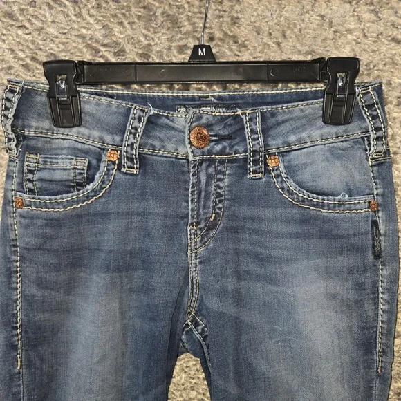 Silver Jeans Co Suki Mid Rise Skinny Jeans Medium Wash Blue Denim Women 29x23 - Picture 9 of 9